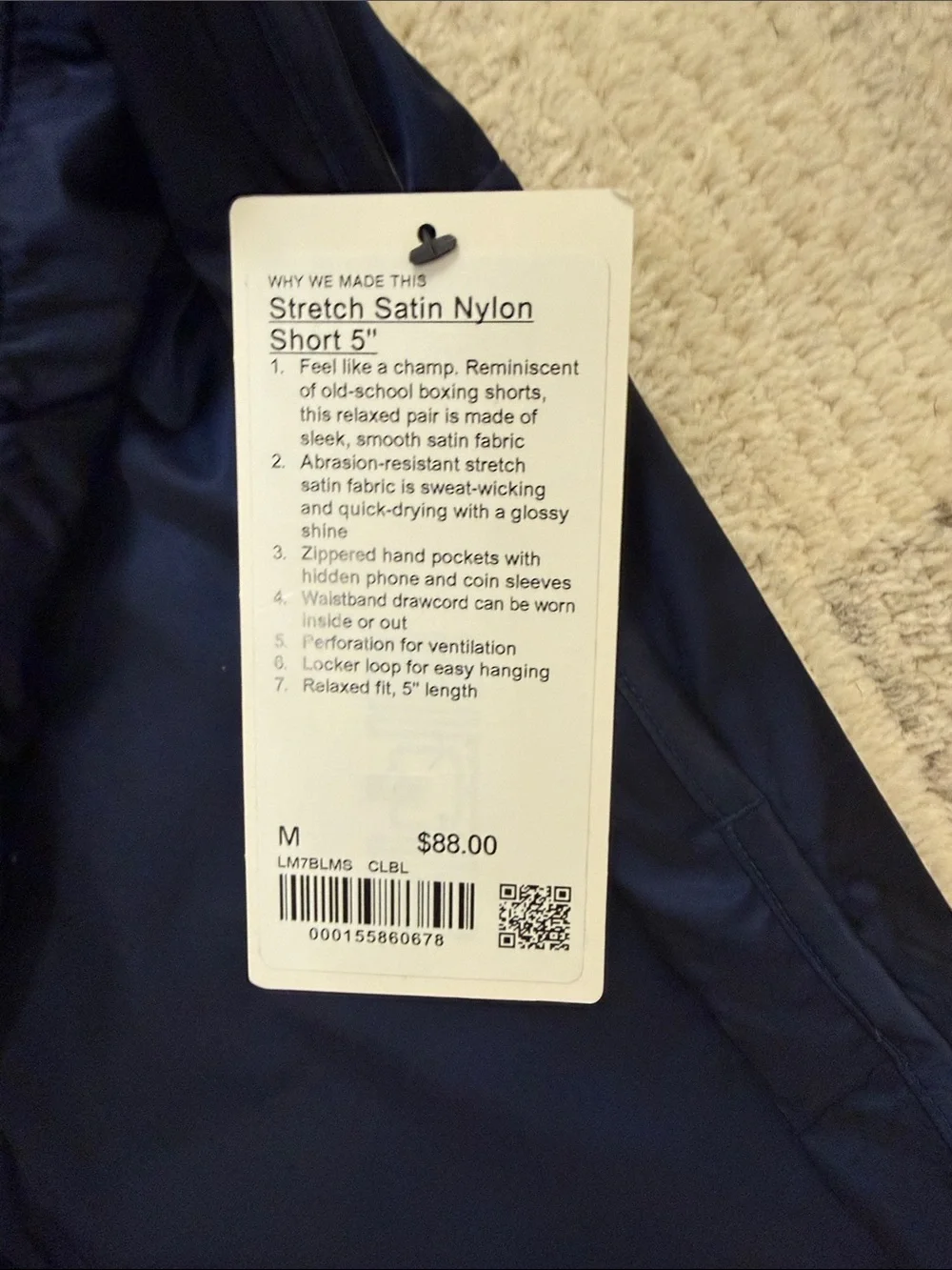 lululemon athletica Men's Deep Navy Stretch Satin Nylon 5” Performance Shorts